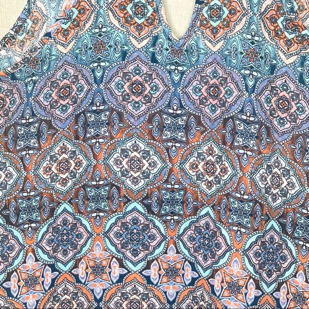 Pink Rose Blue Boho Tank Top Small Racerback Geometric Festival Casual Summer - Picture 3 of 5